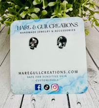 Load image into Gallery viewer, Rhinestone Skull Studs
