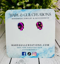 Load image into Gallery viewer, Rhinestone Skull Studs