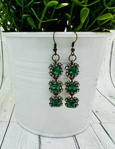 Emerald Triple Tier Dangles