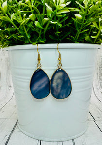 Genuine Blue Abalone Shell Earrings