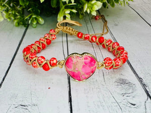 Red Genuine Stone Boho Bracelet!