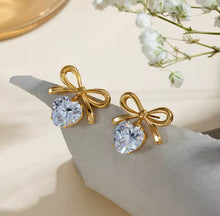 Load image into Gallery viewer, Darling Cubic Zirconia Bow Dangles
