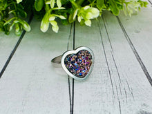 Load image into Gallery viewer, Magenta Rose Gold Heart Druzy Ring-  12mm
