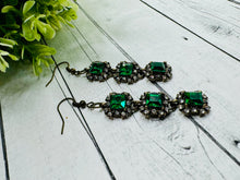 Load image into Gallery viewer, Emerald Triple Tier Dangles
