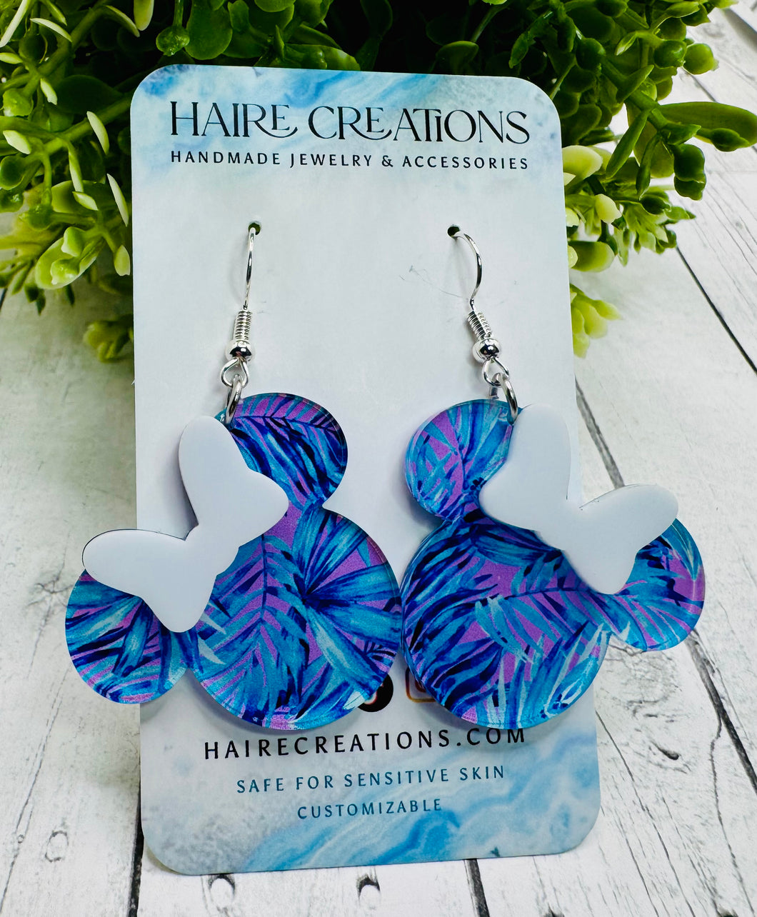 Blue & Pink Bow Mouse Dangles