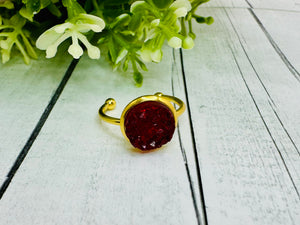 Rose Petal🌹 Red Druzy Ring - 10mm