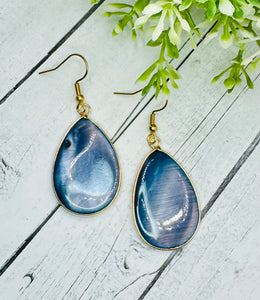 Genuine Blue Abalone Shell Earrings