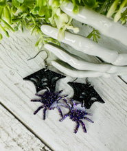 Load image into Gallery viewer, Spider 🕷️ Web Glitter Acrylic Dangles

