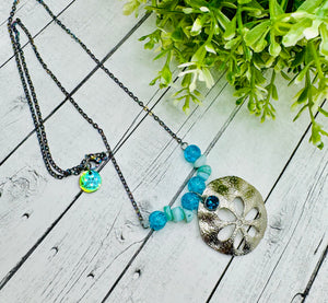 Beaded Sand Dollar necklace with Shell