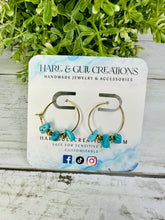 Load image into Gallery viewer, Genuine Turquoise Stone &amp; Bead Hoops
