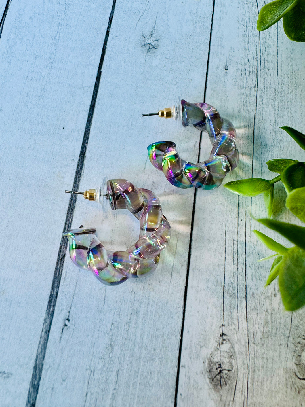 Jelly Clear AB Acrylic Hoops