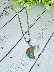 Crysocholla Moon Stone Necklace