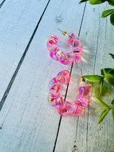 Load image into Gallery viewer, Jelly Pink Acrylic Hoops
