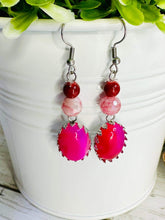 Load image into Gallery viewer, Cindy Lou Pink Striped Agate &amp; Red Jasper beaded dangles
