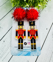 Load image into Gallery viewer, Red Nutcracker Post Back Dangles

