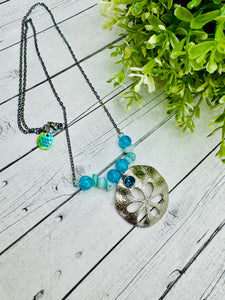 Beaded Sand Dollar necklace with Shell