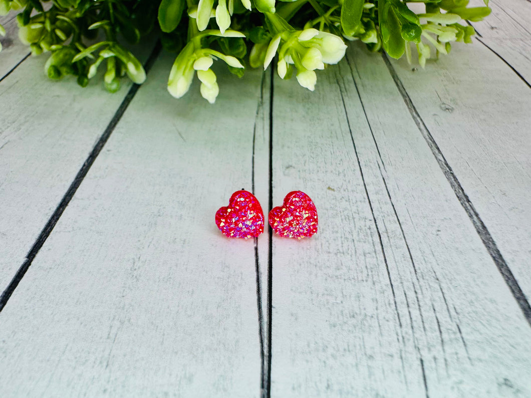 Red Heart Druzy Studs ❤️ 8mm