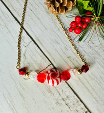 Load image into Gallery viewer, Red Glass Peppermint Candy Necklace

