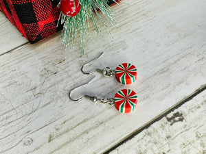 Red & Green Peppermint Candy Dangles