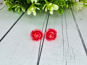 Red Roses Druzy Studs 🌹