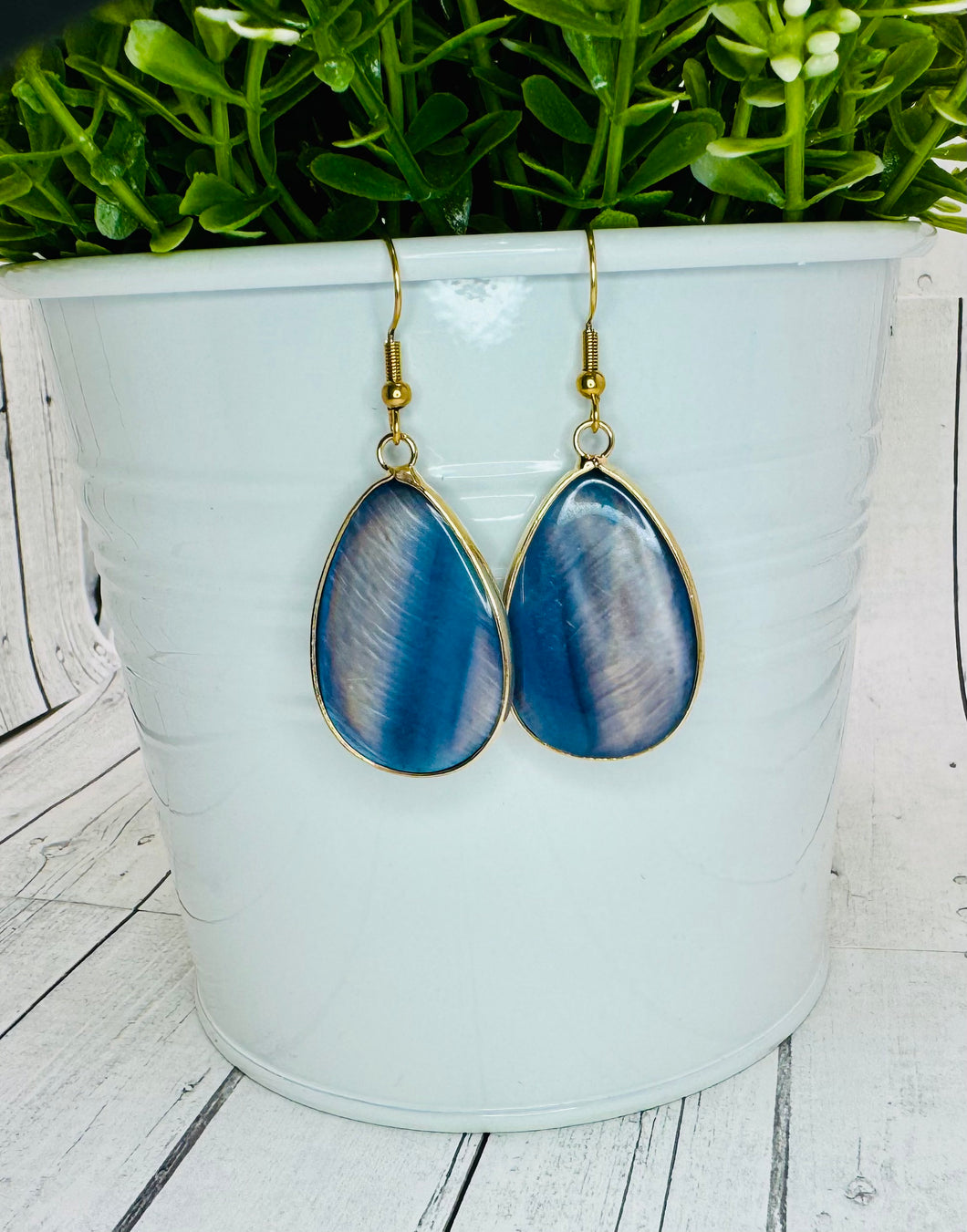 Genuine Blue Abalone Shell Earrings