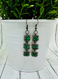 Emerald Triple Tier Dangles