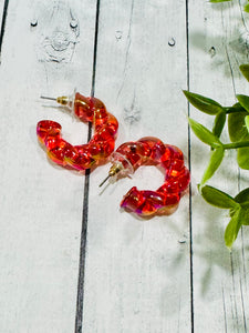 Jelly Red Acrylic Hoops