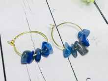 Load image into Gallery viewer, Genuine Blue Lapis Bead Hoops
