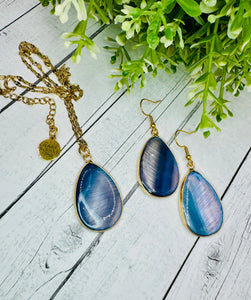 Genuine Blue Abalone Shell Earrings