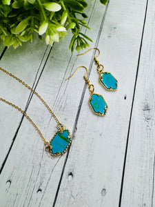 Blue Howlite Necklace & Earrings