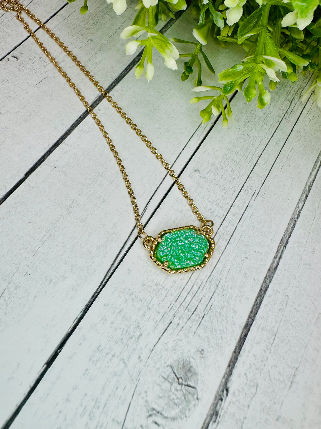 Green Faux Druzy Necklace