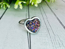 Load image into Gallery viewer, Magenta Rose Gold Heart Druzy Ring-  12mm
