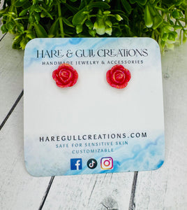 Red Roses Druzy Studs 🌹