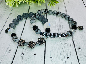 Cheers! Black & Grey Genuine Bracelet Stack