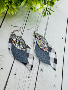 Black & White Buffalo Plaid Dangles