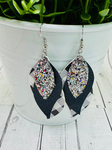 Black & White Buffalo Plaid Dangles