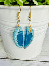 Load image into Gallery viewer, Genuine Blue Agate Slice Dangles
