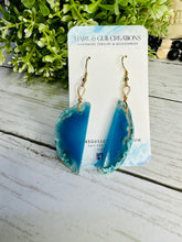 Load image into Gallery viewer, Genuine Blue Agate Slice Dangles
