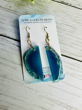 Load image into Gallery viewer, Genuine Blue Agate Slice Dangles

