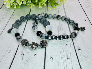 Cheers! Black & Grey Genuine Bracelet Stack