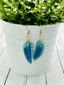 Genuine Blue Agate Slice Dangles