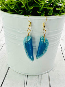 Genuine Blue Agate Slice Dangles