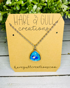 Aqua Triangular Crystal Necklace
