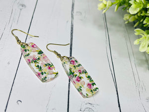Wildflower Pink & Yellow Floral Acrylic Dangles - style 3