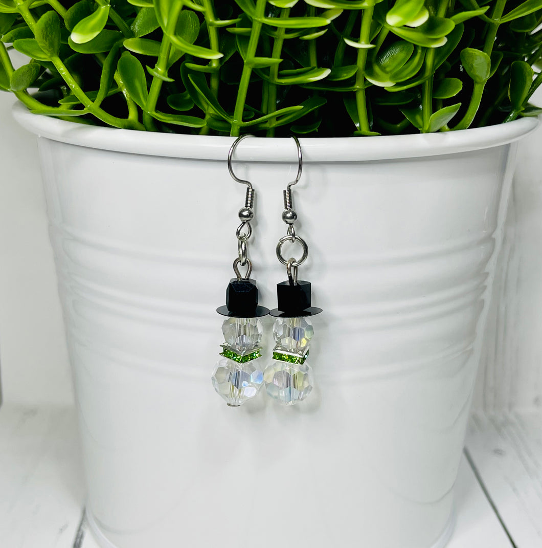 Beaded Snowman Earrings