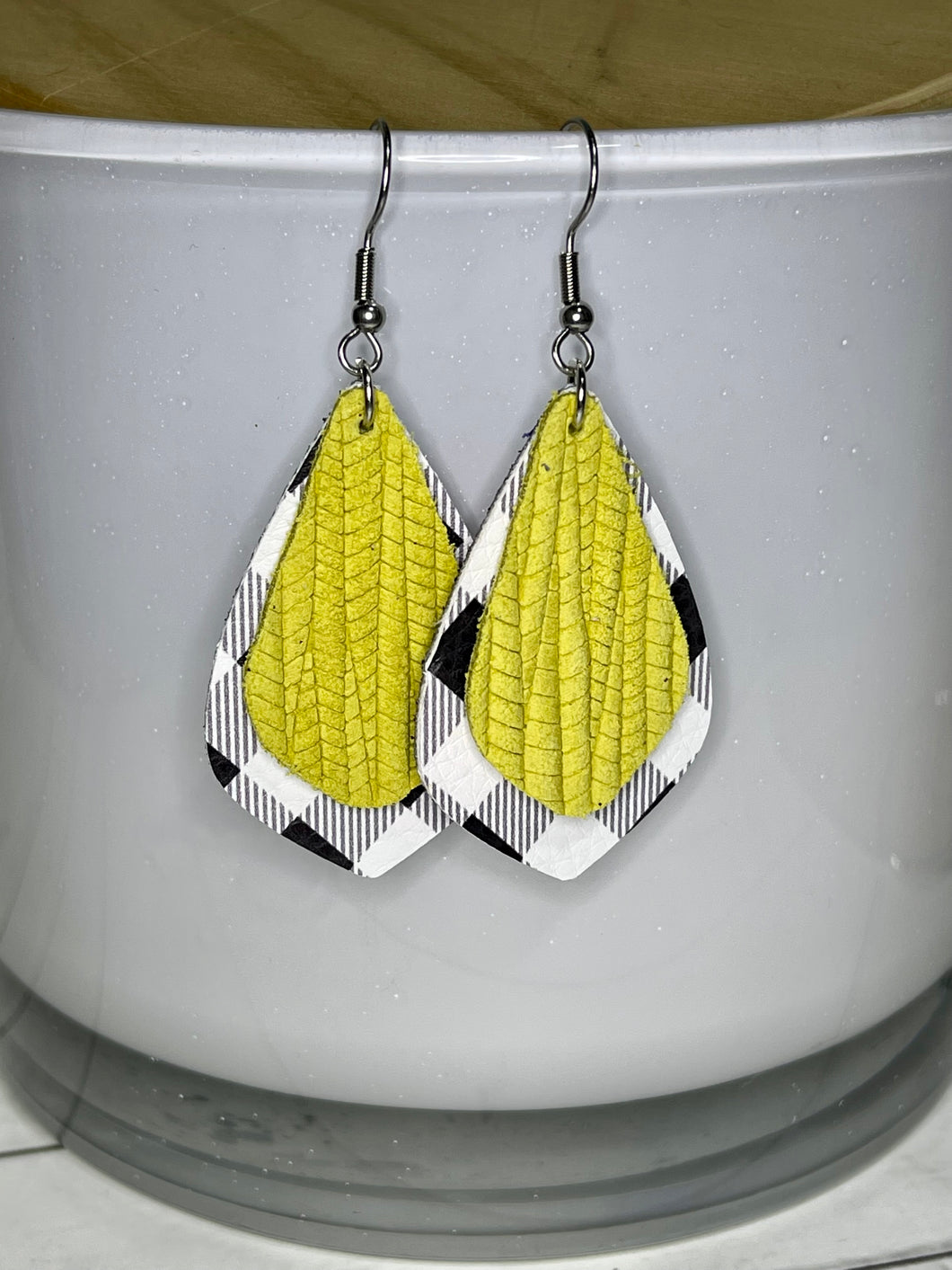 Plaid and Mustard Dangles