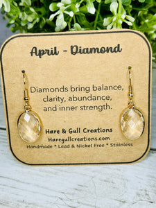 NEW Crystal Birthstone Earrings w/ meaning card