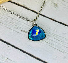 Load image into Gallery viewer, Aqua Triangular Crystal Necklace
