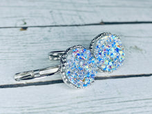 Load image into Gallery viewer, Silver Rainbow Druzy Leverbacks - 12mm

