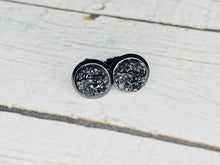 Load image into Gallery viewer, Black 6mm Druzy Earrings
